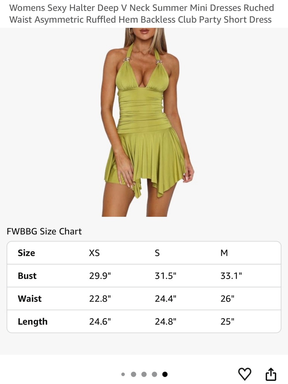Plunge Halter Ruched Mini Dress in Olive Green - Picture 6 of 6